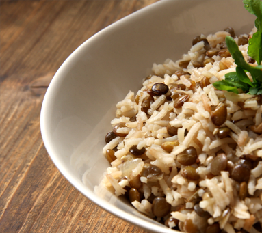 Arroz integral com lentilha